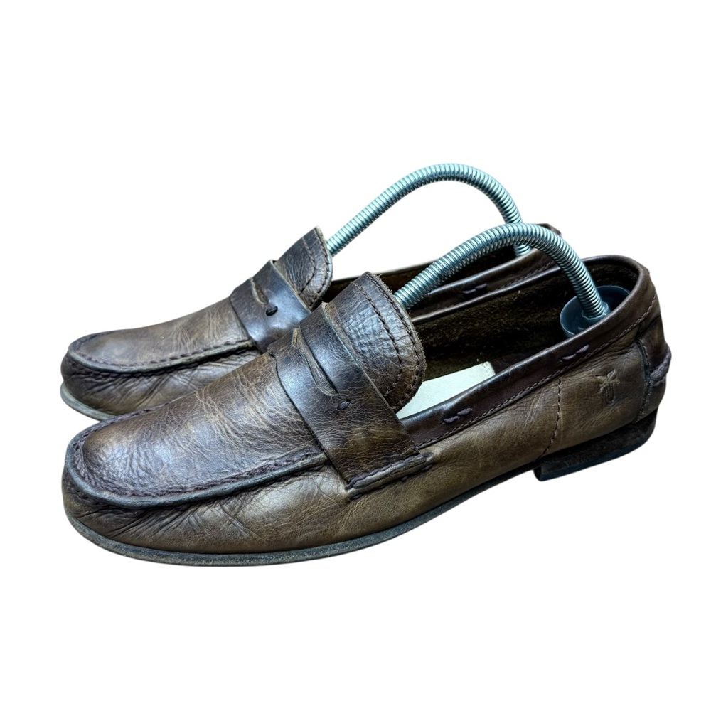 Frye Lewis Brown Leather Penny Loafers  Slip On Mens size 8.5 Shoes